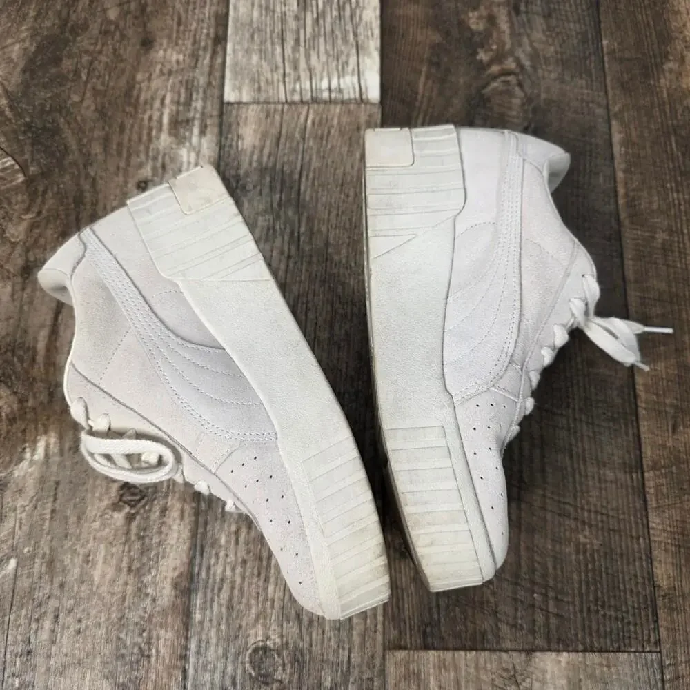 Puma Cali Platform Sneakers Cream  Suede Chunky Y2K Minimalist Streetwear 9.5
